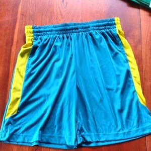 Tek Gear Dry Tek, Athletic Shorts, Teal, Yellow. Youth XL, New With Tags